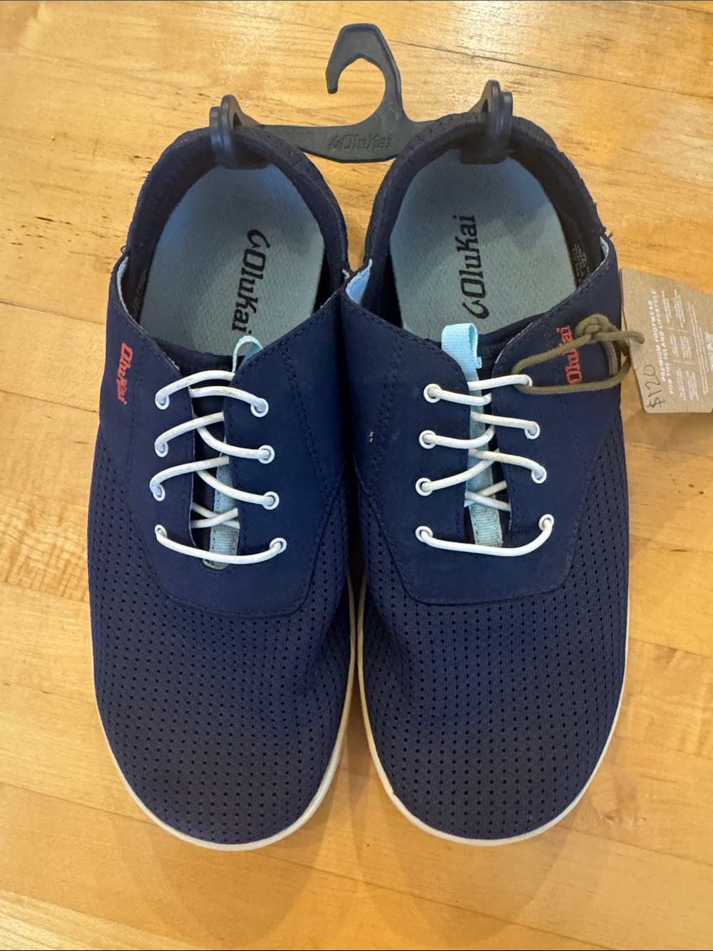 OluKai Navy Perforated Casual Lace-Up Sneakers with White Laces